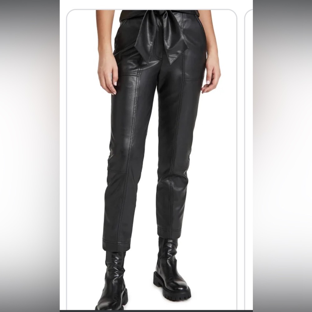 Zara Ruffle Top Faux Leather Cropped Pants
